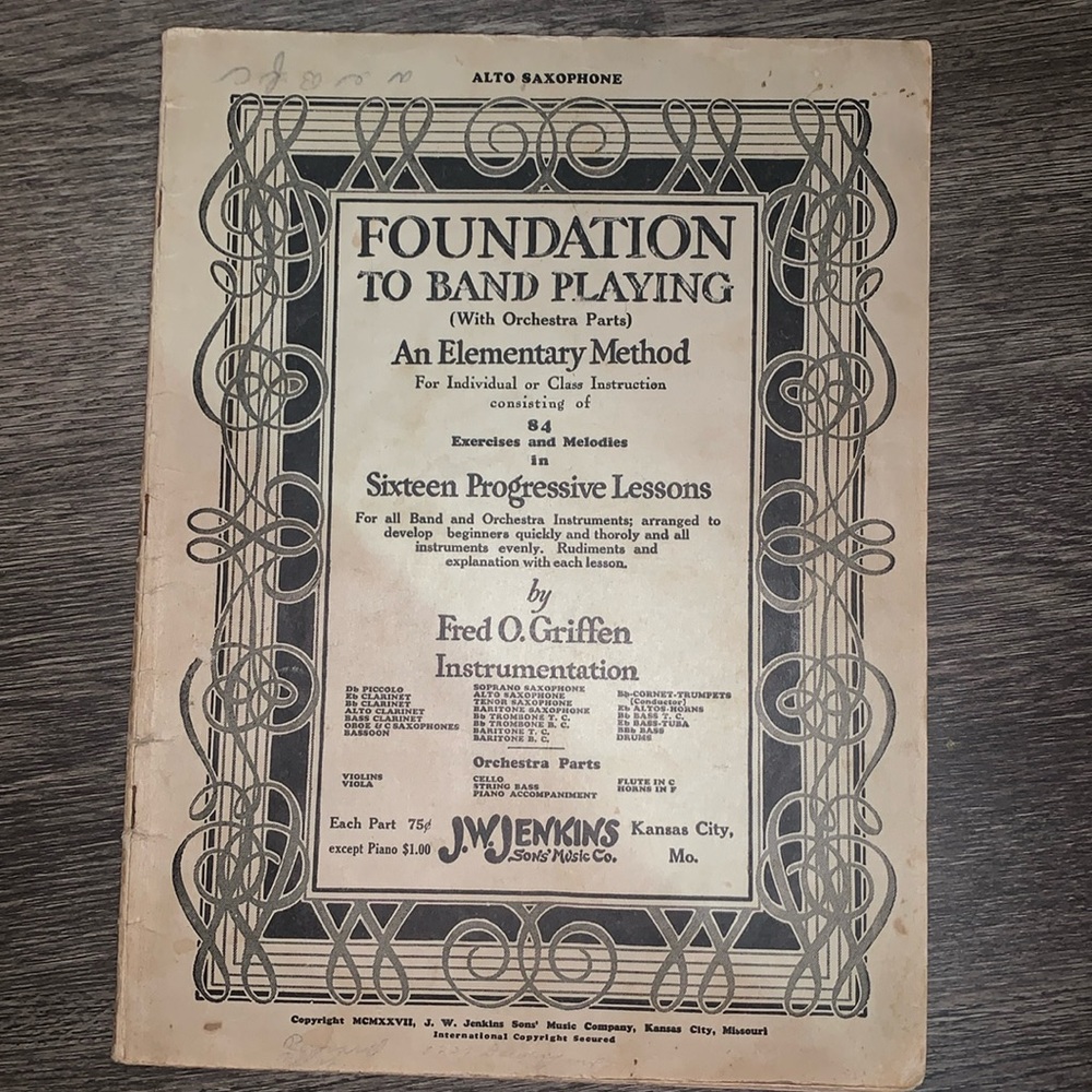Vintage Alto Saxophone lesson book 1940
